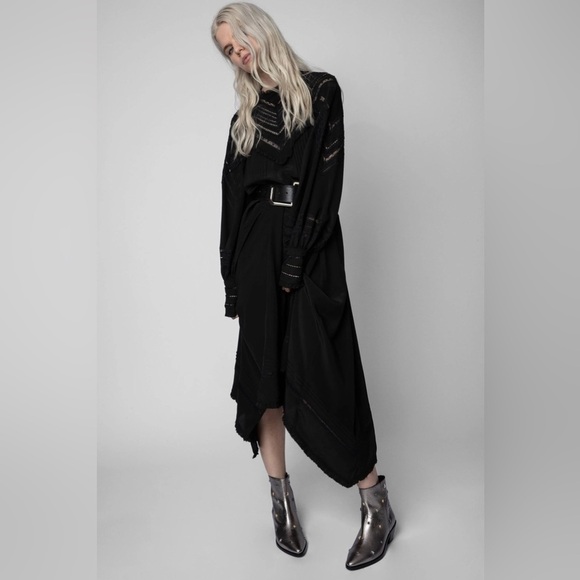 NIB Zadig & Voltaire Tyler Vintage Metallic Silver Star Ankle Boots Leather 41 - Picture 2 of 16